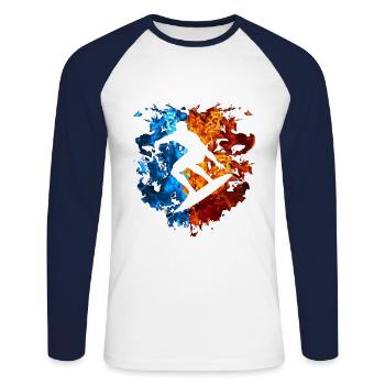 Surf Rouge Bleu Fire Surfer Sport Surfboard - T-shirt baseball manches longues Homme - blanc/marine - Devant - Nik (191cm)