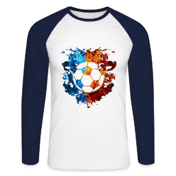 Football Red Blue Fire Sport Football lovers - Unisex Long Sleeve Baseball T-Shirt - white/navy - Front - Nik (191cm)