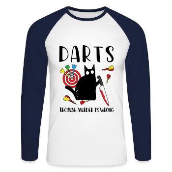 Darts Because Murder Is Wrong Katze Messer - Unisex Baseballshirt langarm - Weiß/Navy - Vorne - Nik (191cm)