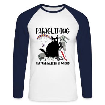 Paragliding Because Murder Is Wrong Paraglider - Unisex Long Sleeve Baseball T-Shirt - white/navy - Front - Nik (191cm)