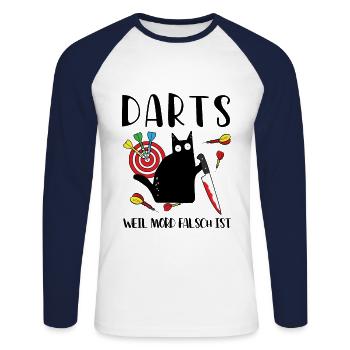 Darts Weil Mord Falsch Ist Dartspieler - Unisex Baseballshirt langarm - Weiß/Navy - Vorne - Nik (191cm)