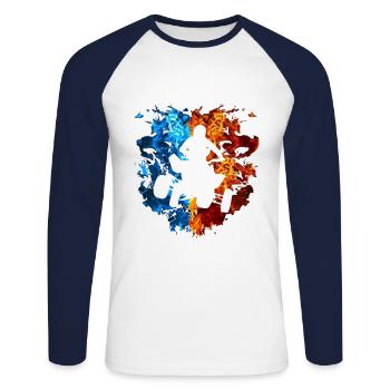 Quad Bike Rouge Bleu Feu Quad Bike Rider - T-shirt baseball manches longues Homme - blanc/marine - Devant - Nik (191cm)