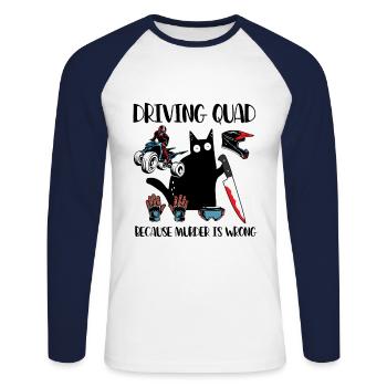 Quad parce que le meurtre est un mauvais chat noir - T-shirt baseball manches longues Homme - blanc/marine - Devant - Nik (191cm)