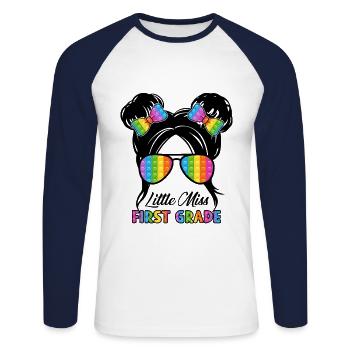 Little Miss First Grade - Unisex Baseballshirt langarm - Weiß/Navy - Vorne - Nik (191cm)