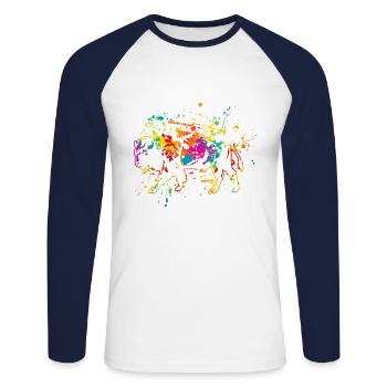 Retro Bison - Unisex Long Sleeve Baseball T-Shirt - white/navy - Front - Nik (191cm)
