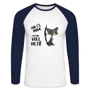 Halts Maul Ich Bin Voll Nett Katze - Unisex Baseballshirt langarm - Weiß/Navy - Vorne - Nik (191cm)