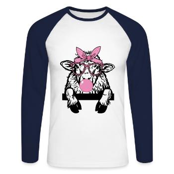 Gomme à mâcher de mouton Vessie Gomme à mâcher de mouton - T-shirt baseball manches longues Homme - blanc/marine - Devant - Nik (191cm)
