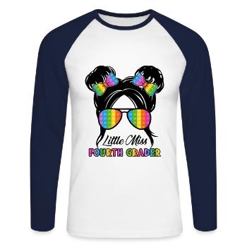 Little Miss 4th grade schoolgirl fourth grade - Unisex Long Sleeve Baseball T-Shirt - white/navy - Front - Nik (191cm)