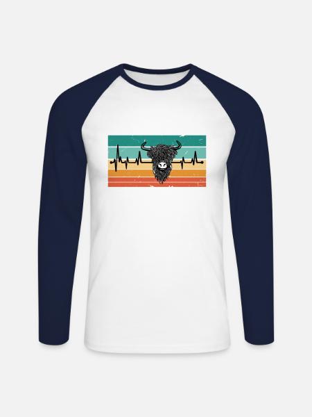 Heartbeat ox - Unisex Long Sleeve Baseball T-Shirt - white/navy