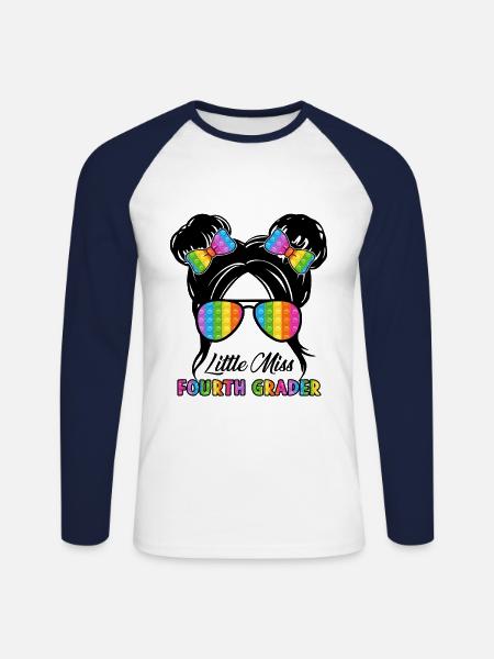 Little Miss Fourth Grade - Unisex Long Sleeve Baseball T-Shirt - white/navy