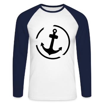 Ancre Maritime Sea Sailing - T-shirt baseball manches longues Homme - blanc/marine - Devant - Nik (191cm)