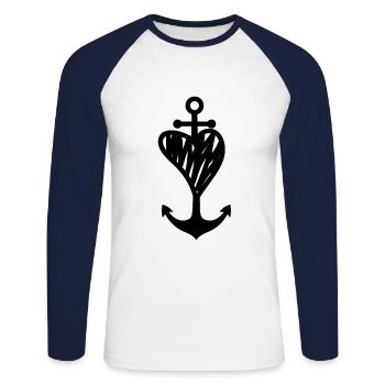 Ancre Maritime Sea Sailing - T-shirt baseball manches longues Homme - blanc/marine - Devant - Nik (191cm)