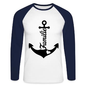 Anker Maritime Meer Segeln - Unisex Baseballshirt langarm - Weiß/Navy - Vorne - Nik (191cm)