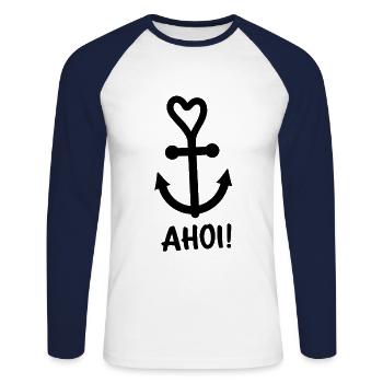 Anker Maritime Meer Segeln - Unisex Baseballshirt langarm - Weiß/Navy - Vorne - Nik (191cm)