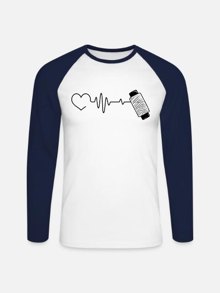 Seamstress Sewing Seamstress - Unisex Long Sleeve Baseball T-Shirt - white/navy