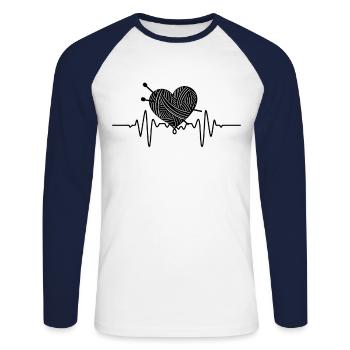 Knitting Crochet Knitter - Unisex Long Sleeve Baseball T-Shirt - white/navy - Front - Nik (191cm)