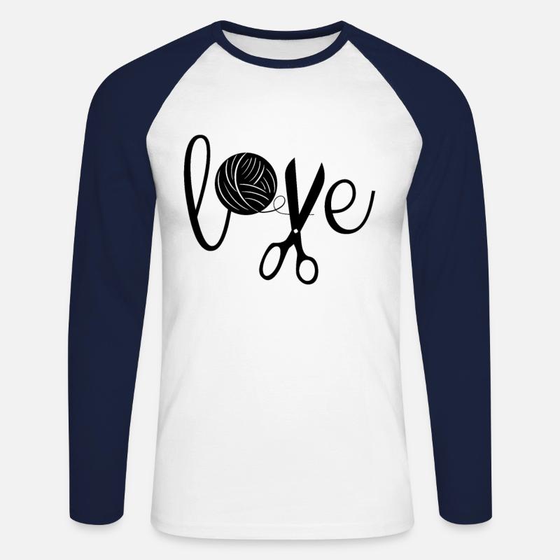 Stricken Häkeln Strickerin - Unisex Baseballshirt langarm - Weiß/Navy