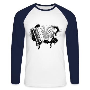 Accordion Styrian Harmonica Accordion - Unisex Long Sleeve Baseball T-Shirt - white/navy - Front - Nik (191cm)