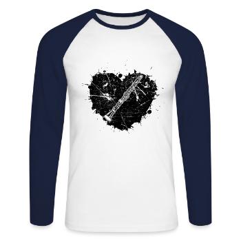 Clarinet Clarinet player Clarinetist - Unisex Long Sleeve Baseball T-Shirt - white/navy - Front - Nik (191cm)