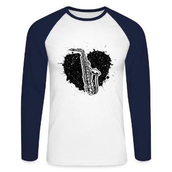 Saxophone Saxophoniste Saxophoniste - T-shirt baseball manches longues Homme - blanc/marine - Devant - Nik (191cm)