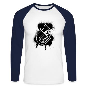 Tenorhorn Joueur de Tenorhorn Joueur de Tenorhorn Joueur de Tenorhorn - T-shirt baseball manches longues Homme - blanc/marine - Devant - Nik (191cm)