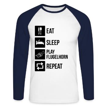 Flugelhorn Joueur de bugle Joueur de bugle - T-shirt baseball manches longues Homme - blanc/marine - Devant - Nik (191cm)