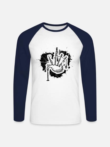 Dudelsack Dudelsackspieler Sackpfeife - Unisex Baseballshirt langarm - Weiß/Navy