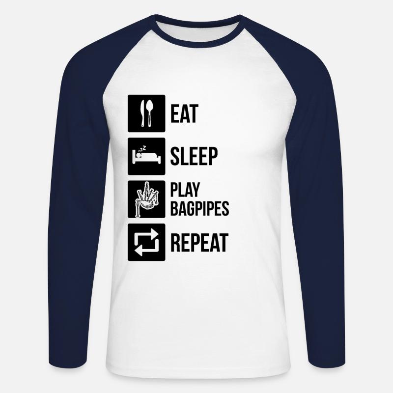 Dudelsack Dudelsackspieler Sackpfeife - Unisex Baseballshirt langarm - Weiß/Navy