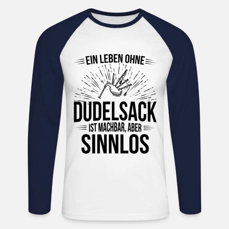 Dudelsack Dudelsackspieler Sackpfeife - Unisex Baseballshirt langarm - Weiß/Navy