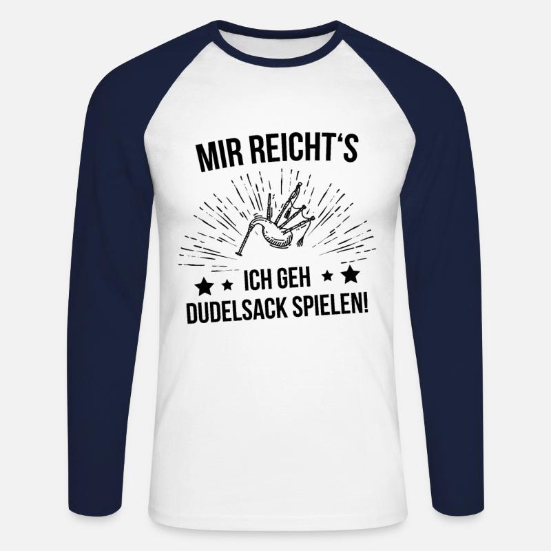 Dudelsack Dudelsackspieler Sackpfeife - Unisex Baseballshirt langarm - Weiß/Navy