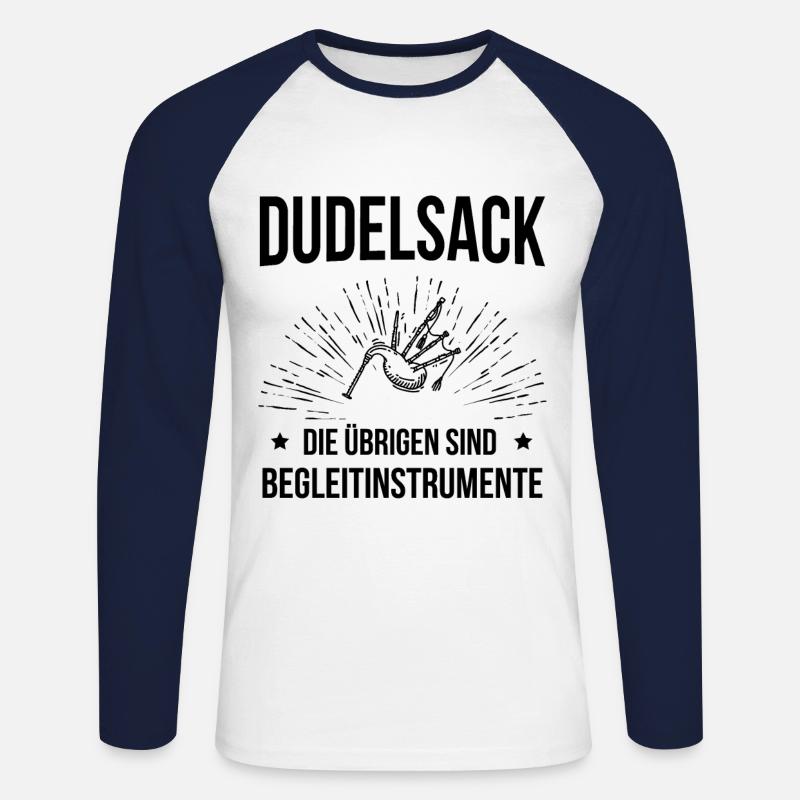 Dudelsack Dudelsackspieler Sackpfeife - Unisex Baseballshirt langarm - Weiß/Navy