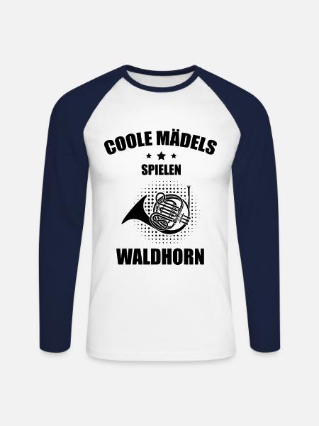 Waldhorn Waldhornspieler Waldhornist - Unisex Baseballshirt langarm - Weiß/Navy