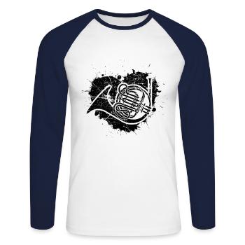 Français corniste Français corniste Français corniste - T-shirt baseball manches longues Homme - blanc/marine - Devant - Nik (191cm)