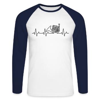 Waldhorn Waldhornspieler Waldhornist - Unisex Baseballshirt langarm - Weiß/Navy - Vorne - Nik (191cm)