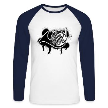 Français corniste Français corniste Français corniste - T-shirt baseball manches longues Homme - blanc/marine - Devant - Nik (191cm)