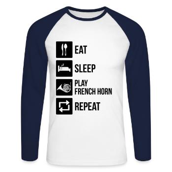 Français corniste Français corniste Français corniste - T-shirt baseball manches longues Homme - blanc/marine - Devant - Nik (191cm)