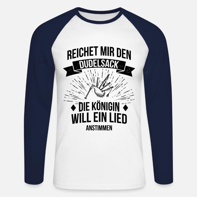 Dudelsack Dudelsackspieler Sackpfeife - Unisex Baseballshirt langarm - Weiß/Navy