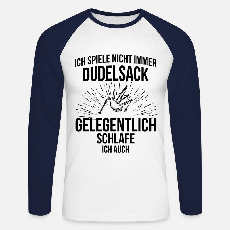 Dudelsack Dudelsackspieler Sackpfeife - Unisex Baseballshirt langarm - Weiß/Navy