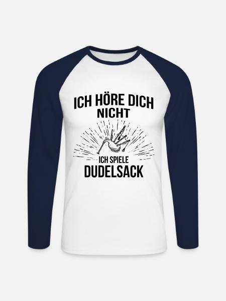 Dudelsack Dudelsackspieler Sackpfeife - Unisex Baseballshirt langarm - Weiß/Navy