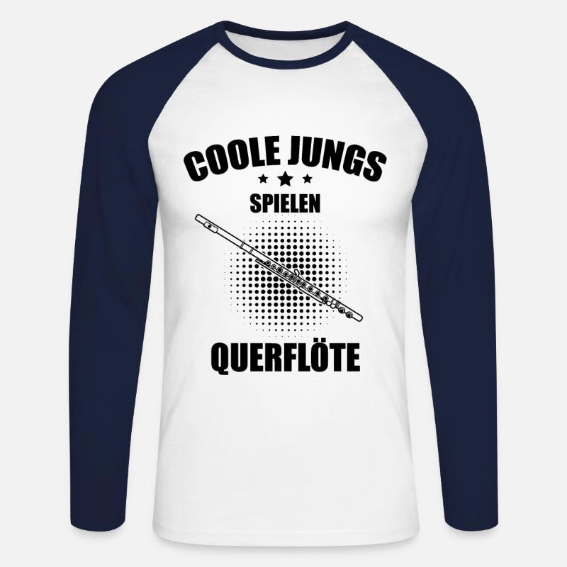 Querflöte Querflötenspieler Querflötist - Unisex Baseballshirt langarm - Weiß/Navy