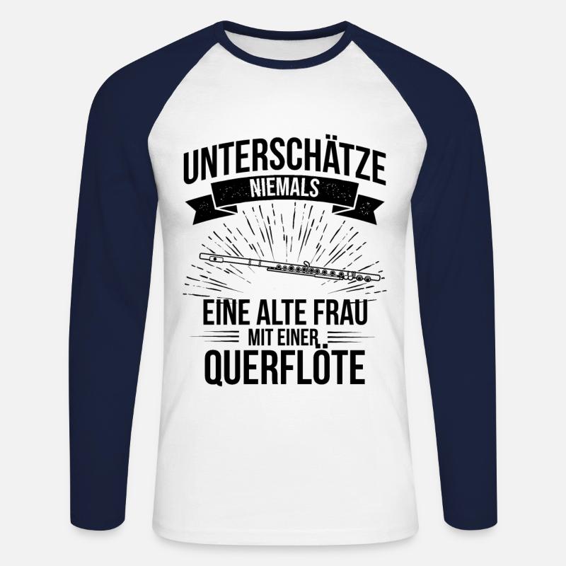 Querflöte Querflötenspieler Querflötist - Unisex Baseballshirt langarm - Weiß/Navy