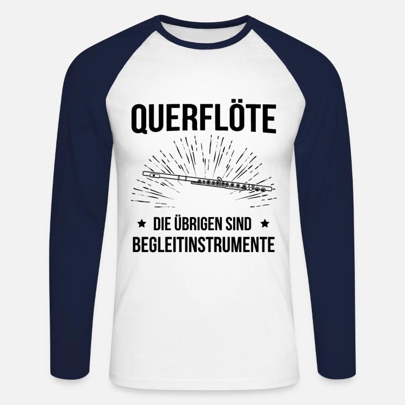 Querflöte Querflötenspieler Querflötist - Unisex Baseballshirt langarm - Weiß/Navy