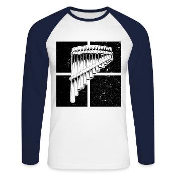 Panflute Panflute player Panflutist - Unisex Long Sleeve Baseball T-Shirt - white/navy - Front - Nik (191cm)