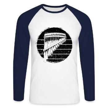 Panflute Panflute player Panflutist - Unisex Long Sleeve Baseball T-Shirt - white/navy - Front - Nik (191cm)