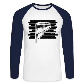 Panflute Panflute player Panflutist - Unisex Long Sleeve Baseball T-Shirt - white/navy - Front - Nik (191cm)