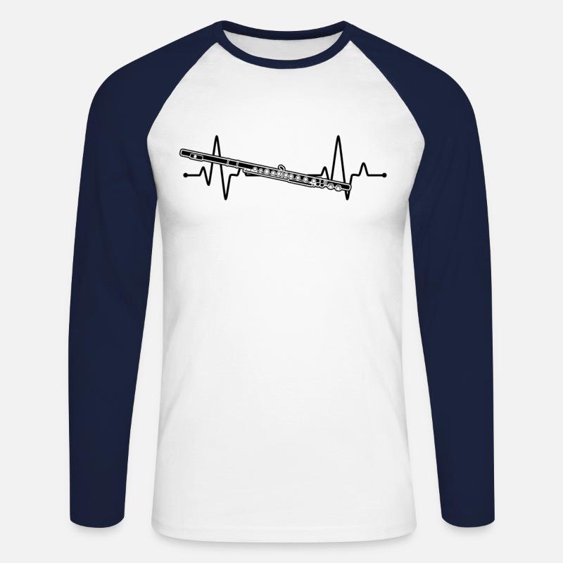 Querflöte Querflötenspieler Querflötist - Unisex Baseballshirt langarm - Weiß/Navy