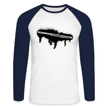Flute Flute player Flutist - Unisex Long Sleeve Baseball T-Shirt - white/navy - Front - Nik (191cm)