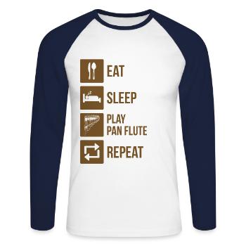 Panflute Panflute player Panflutist - Unisex Long Sleeve Baseball T-Shirt - white/navy - Front - Nik (191cm)