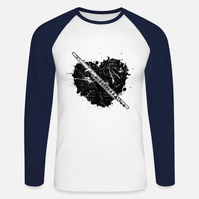 Querflöte Querflötenspieler Querflötist - Unisex Baseballshirt langarm - Weiß/Navy