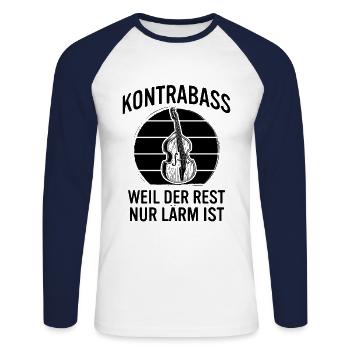 Kontrabass Kontrabassspieler Kontrabassist - Unisex Baseballshirt langarm - Weiß/Navy - Vorne - Nik (191cm)